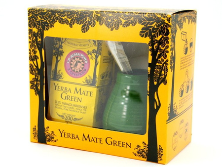 YERBA MATE ZESTAW MATERO CERAMICZNE + BOMBILLA + YERBA MATE GREEN ALMA PURA 200G