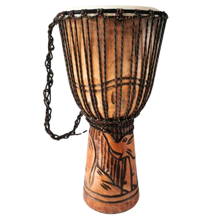 Bęben djembe, oryginalny instrument etniczny z Indonezji, 60 cm