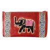 Skórzana saszetka ze słoniem, pomarańczowa kosmetyczka, portfel