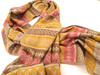 CIEPŁY SZALIK NA JESIEŃ, ZIMĘ ZE WZOREM GEOMETRYCZNYM (SZAL, GRUBY, RÓŻOWO-ŻÓŁTY)