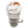 Ceramiczny kubek z zaparzaczem i pokrywką, wzór koty 300 ml
