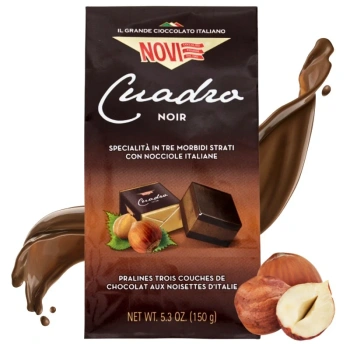 Włoskie czekoladki praliny z kremem orzechowym Noir Novi Cuadro 150g