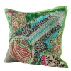 Poszewka na poduszkę 40x40, dekoracyjna, zielona, wyszywana, Indie