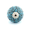 Uchwyt meblowy gałka ceramiczna niebieska handmade Indie rękodzieło