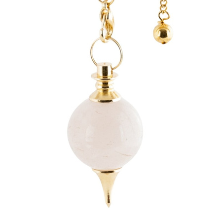 Wahadełko do radiestezji, wahadło z mosiądzu i kamienia kwarc różowy