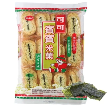 Krakersy, ciasteczka ryżowe z algami morskimi Bin Bin 150g