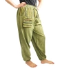 Spodnie bawełniane, luźne, do jogi, zielone indyjskie