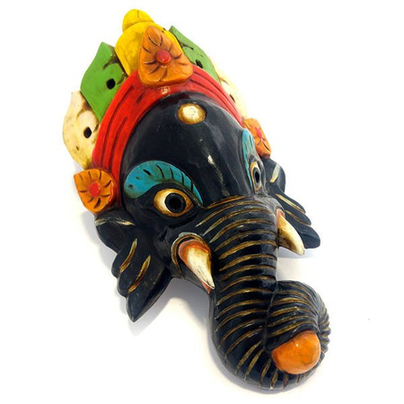 Maska drewniana ganesha (czarny, 25cm, Tybet)