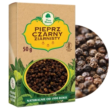 Pieprz czarny ziarnisty ziarno aromatyczny Dary Natury 50g