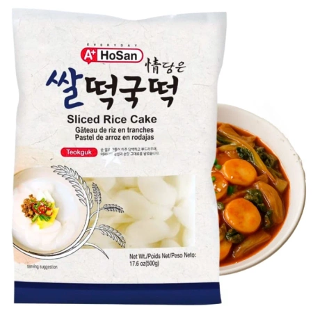Kluski ryżowe do Tteokguk i Tteokbokki w plastrach , koreańskie topokki, A+ 500g