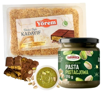 Zestaw do czekolady dubajskiej, ciasto Kataifi 200g krem pistacjowy 170g