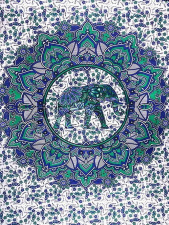 Narzuta na łóżko orientalna słoń multikolor (kapa, zasłona, batik, Indie) 140x210