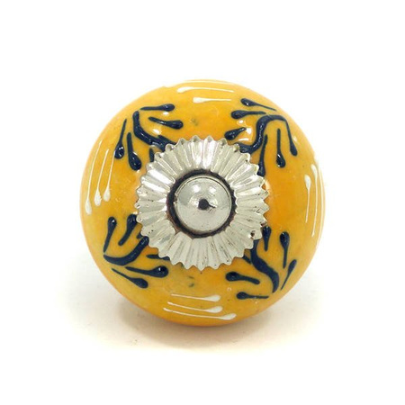Gałka ceramiczna pomarańczowa, uchwyt meblowy (Indie, rękodzieło)