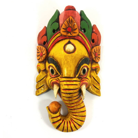 Maska drewniana ganesha (żółta, 25cm, Tybet)