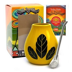 Zestaw Yerba Mate UN POCO El Pajaro Guarana 50g + Matero + Bombilla