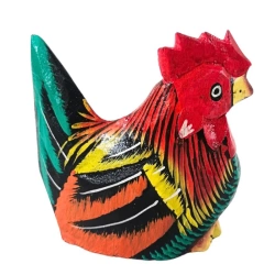 Drewniana figurka kura, rękodzieło 12cm 