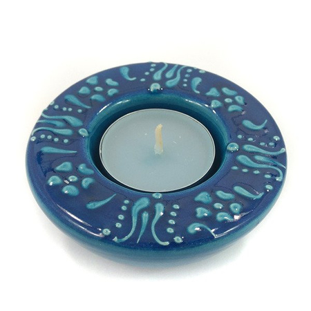 ŚWIECZNIK CERAMICZNY GRANATOWY (TURCJA  8,5CM)