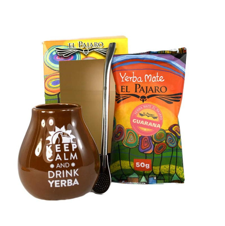 Zestaw Yerba Mate UN POCO El Pajaro Guarana 50g + Matero + Bombilla