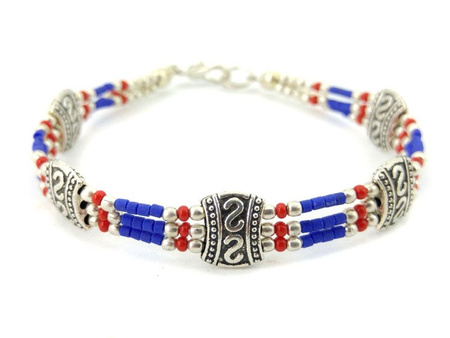 BRANSOLETA ETNICZNA Z NEPALU NIEBIESKA (KORALIKI, BRANSOLETKA ORIENTALNA, ETNO, BOHO, HIPPIE)