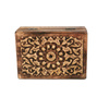 Szkatułka drewniana pudełko na drobiazgi rzeźbiona kwiat Indie