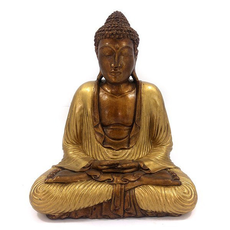 Figurka medytujący Budda Buddha złota szata 40cm Indie Dhyana mudra