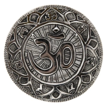 Kadzielnica metalowa Om (Ohm) z mantrą, podstawka pod kadzidła