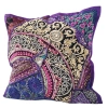 Poszewka na poduszkę 40x40, dekoracyjna, fioletowa, wyszywana, Indie