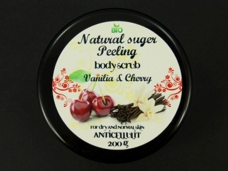 PEELING CUKROWY Z MASŁEM SHEA (WIŚNIA WANILIA 200 g)