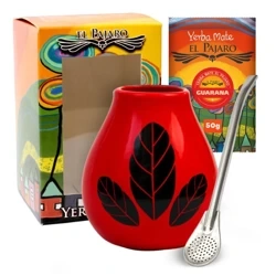 Zestaw Yerba Mate UN POCO El Pajaro Guarana 50g + Matero + Bombilla