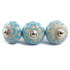 Uchwyt meblowy gałka ceramiczna niebieska Indie rękodzieło