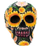 Czaszka Día de Muertos, święto zmarłych, figurka (ozdoba meksykańska, żółta)
