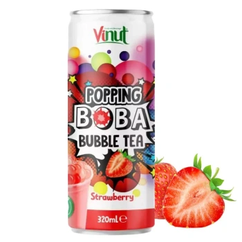 Napój bubble tea, popping booba o smaku truskawki, Vinut 320ml