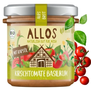 Pasta warzywna pomidory cherry i bazylia bezglutenowa bio Allos 140g