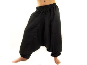 SZARAWARY SPODNIE BAWEŁNA CZARNE