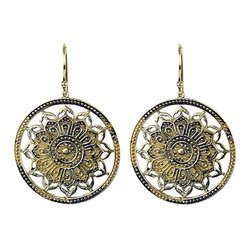 Indyjskie kolczyki wiszące mosiądź (mandala lotus 3,5 cm)