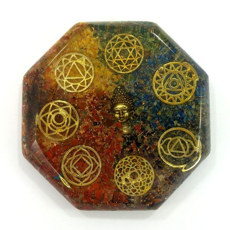 Duży orgonit, 7 czakr, Budda, ozdoba, odpromiennik