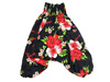 SZARAWARY SPODNIE CIENKIE, KWIATY (WZORZYSTE ALLADYNKI, SZEROKA GUMKA)