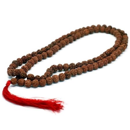 Sznur modlitewny mala rudraksha (brązowy, Indie, różaniec) 108 korali