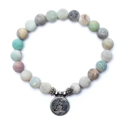 Bransoletka z kamienia amazonit, mala Budda, biżuteria