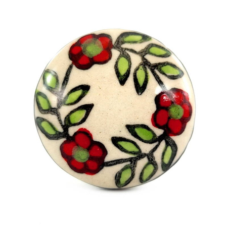 Uchwyt meblowy gałka ceramiczna kolorowa wianek (handmade,Indie)