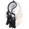 Łapacz snów Yin-Yang biało czarny (drewno,welur,pióra) 35x16