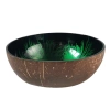 Miska z kokosa malowana, czarno-zielona, Turcja