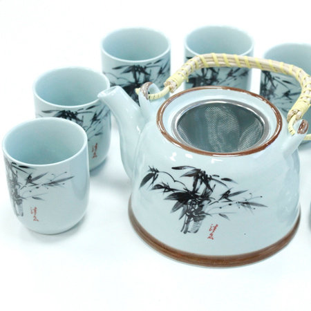 Ceramiczny zestaw do herbaty (czajniczek + kubeczki), Chiny