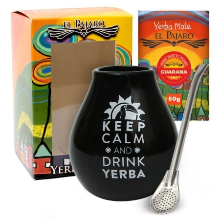 Zestaw Yerba Mate UN POCO El Pajaro Guarana 50g + Matero + Bombilla