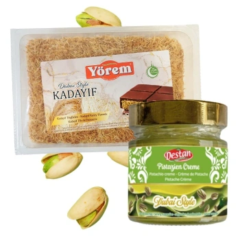Zestaw do czekolady dubajskiej ciasto Kataifi 200g krem pistacjowy 200g