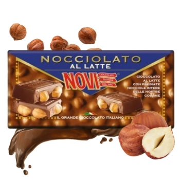 Czekolada mleczna z orzechami laskowymi Nocciolato Al Latte Novi 130g