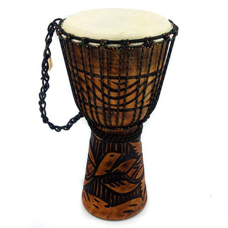 Bęben djembe rzeźbiony prymityw motyw żółw 50 cm