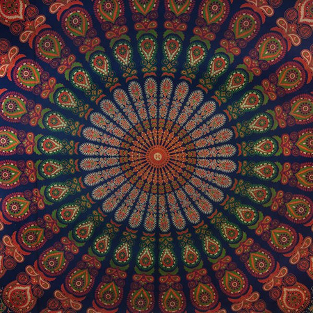 Narzuta na łóżko granatowa mandala (kapa 210x240, tkanina Indie)