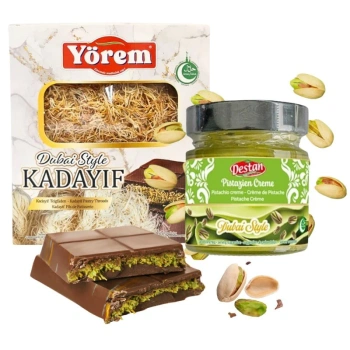 Zestaw do czekolady dubajskiej ciasto Kataifi 500g krem pistacjowy 200g