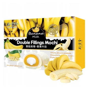 Mochi, japońskie ciastka ryżowe o smaku banana i mleka, Bamboo House 180g